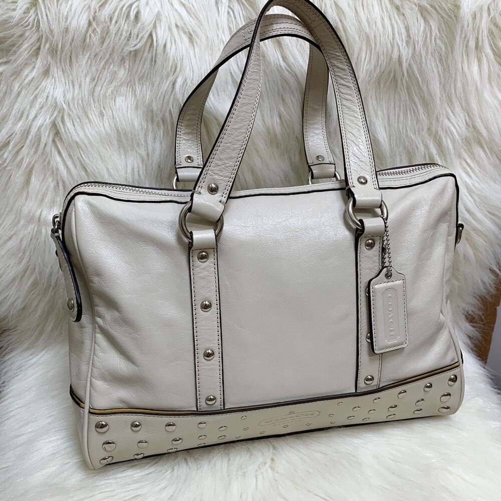 COACH Rare Bone Leather Studded Satchel Z20882 Mint Condition!